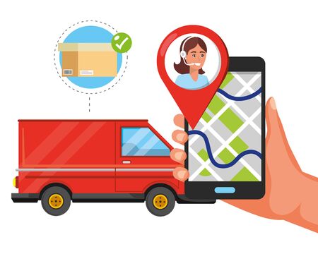 customer support logistics service cartoonのイラスト素材