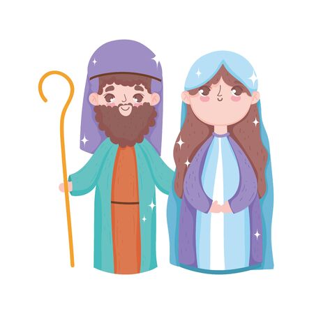holy mary and joseph nativity, merry christmasのイラスト素材