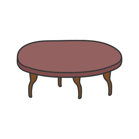 brown round table furniture iconのイラスト素材