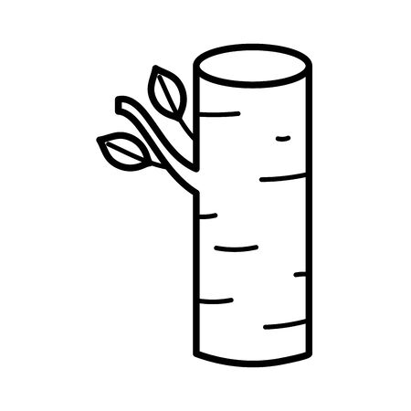 tree trunk branches leaves on white background thick lineのイラスト素材