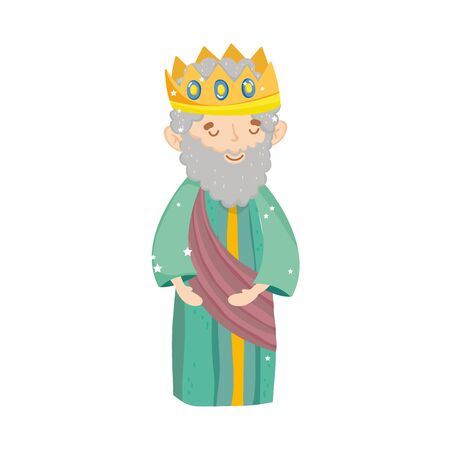 wise king with crown nativity, merry christmas vector illustrationのイラスト素材