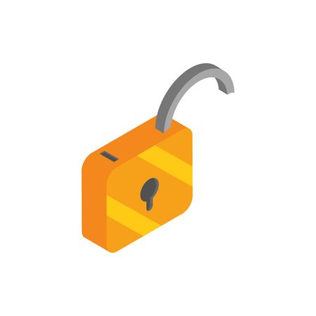 unlock secure social media isometric icon vector illustrationのイラスト素材