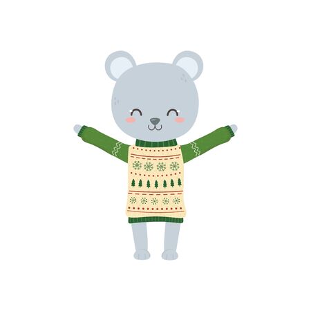 merry christmas celebration cute bear with sweater decorationのイラスト素材