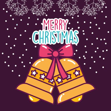 merry christmas celebration jingle bells gift bow snow decoration vector illustrationのイラスト素材