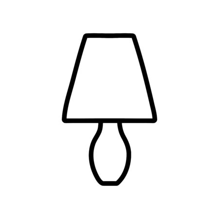 table lamp light decoration interior icon vector illustration thick lineのイラスト素材