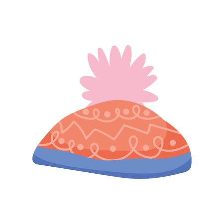 warm hat with pom pon accessory icon vector illustrationのイラスト素材