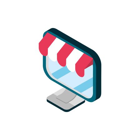computer online shopping isometric iconのイラスト素材