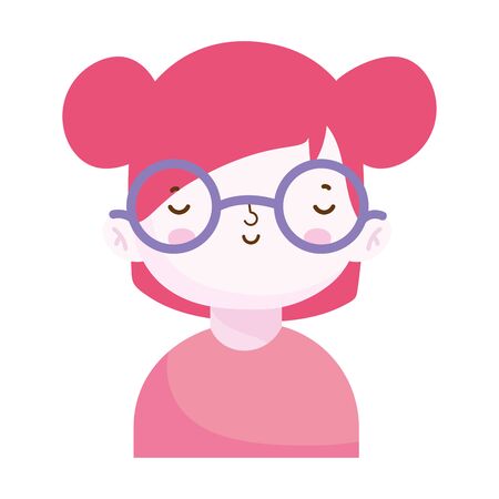 cute little girl portrait cartoon, childrenのイラスト素材
