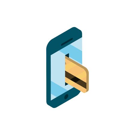 smartphone bank card online shopping isometric iconのイラスト素材