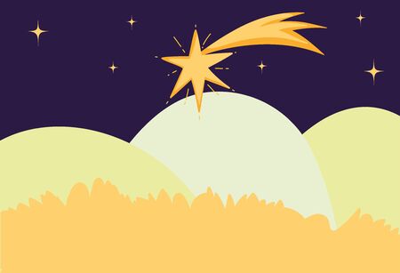 landscape night desert shooting star stars vector illustrationのイラスト素材