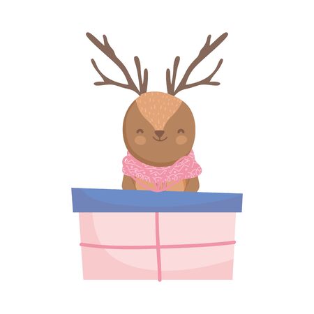 reindeer with gift boxes celebration merry christmas vector illustrationのイラスト素材