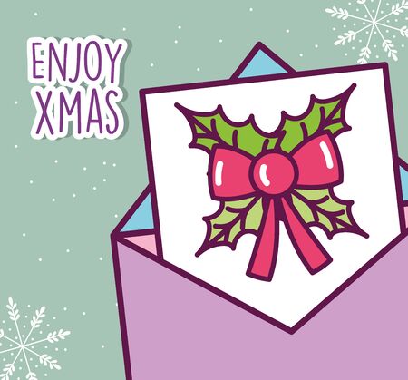 merry christmas celebration envelope message bow decorationのイラスト素材