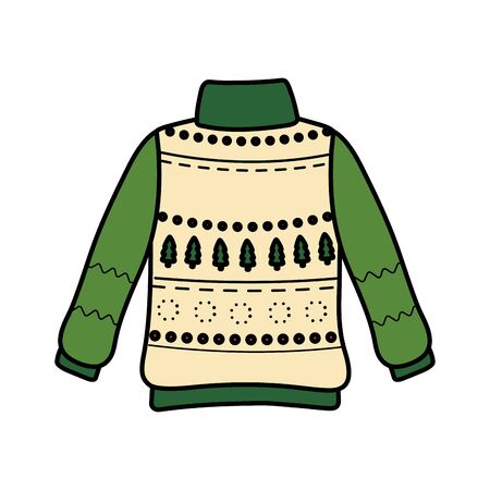 christmas ugly sweater party decorative snowflakes trees vector illustrationのイラスト素材