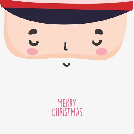 merry christmas celebration cute nutcracker soldier face with hat vector illustrationのイラスト素材
