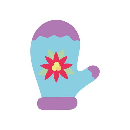 merry christmas warm knitted glove vector illustrationのイラスト素材