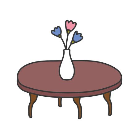 table and vase flowers decoration vector illustrationのイラスト素材