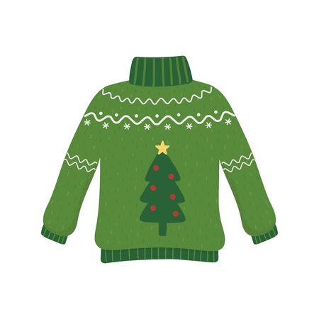 christmas ugly sweater party decorative tree vector illustrationのイラスト素材