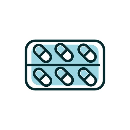 packaging capsules equipment medical icon line fillのイラスト素材