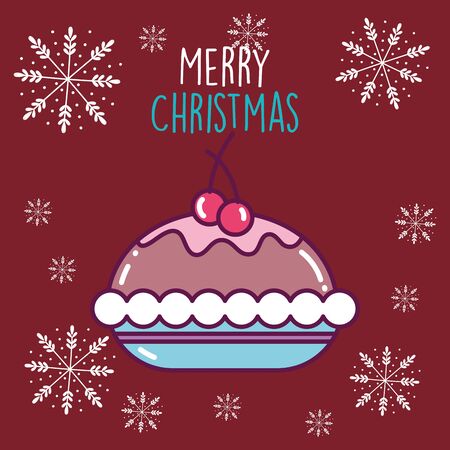 merry christmas celebration chocolate cake snowflakesのイラスト素材