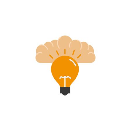 human brain bulb invention idea icon flat styleのイラスト素材