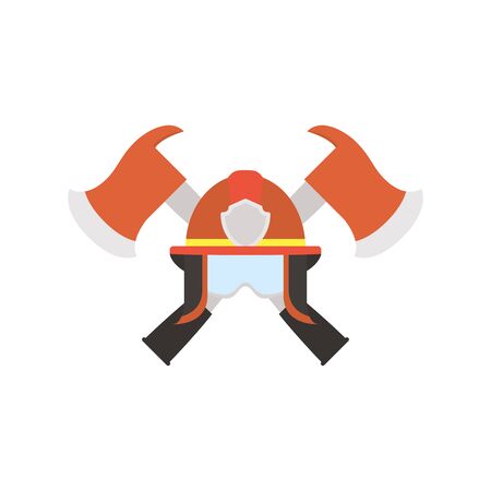 firefighter helmet with axes flat style iconのイラスト素材