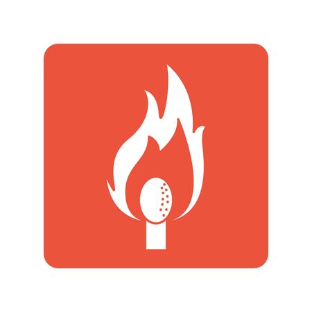match with fire flame block line style iconのイラスト素材
