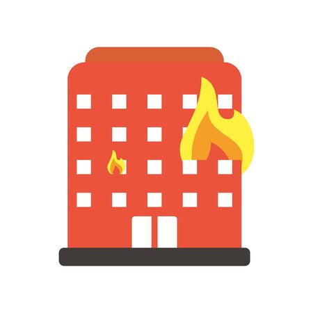building burning with fire flames flat style iconのイラスト素材