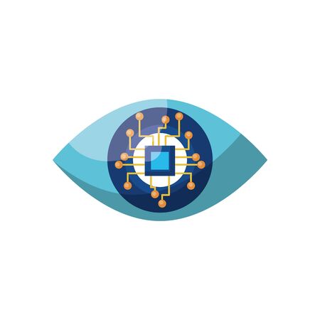 Digital eye and motherboard icon flat designのイラスト素材