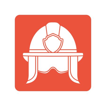 firefighter helmet with goggles block line style iconのイラスト素材