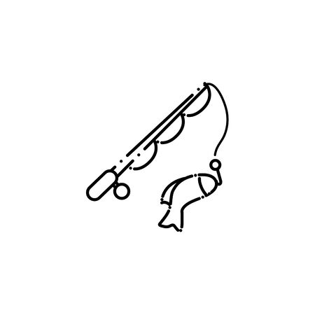 Isolated camping fishing rod icon line designのイラスト素材
