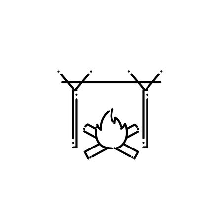 Isolated camping fire icon line designのイラスト素材