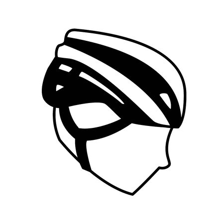 sport head with helmet cycling block line styleのイラスト素材