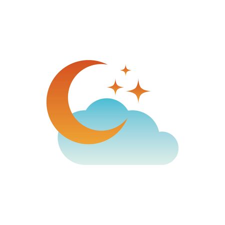 moon clouds star fantasy gradient styleのイラスト素材