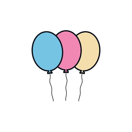 balloons celebration party line fill designのイラスト素材