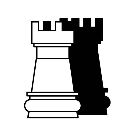sport chess piece rook block line styleのイラスト素材