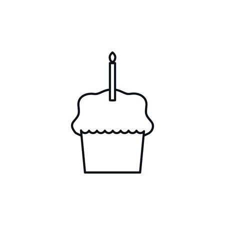 cupcake candle celebration party line design iconのイラスト素材