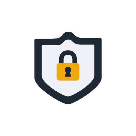 security shield with padlock flat style iconのイラスト素材