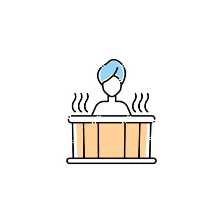 woman in tub spa fill style iconのイラスト素材