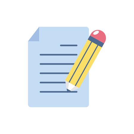 paper and pencil school education learning flat styleのイラスト素材