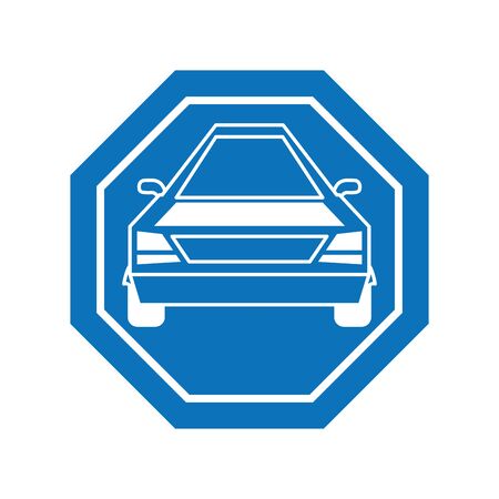 Car inside road sign icon block line designのイラスト素材