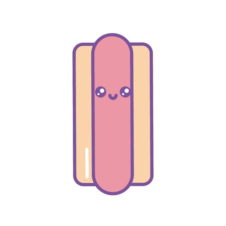 Isolated kawaii hot dog icon fill designのイラスト素材