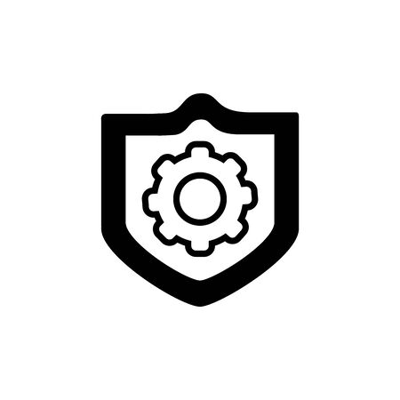 security shield with gear line style iconのイラスト素材