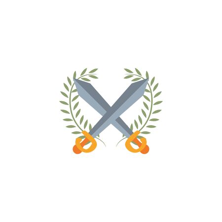sword emblem antique medieval flat designのイラスト素材
