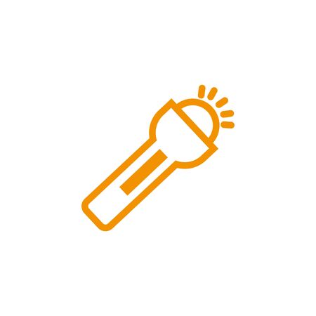 flashlight bulb energy electricity light yellow line style vector illustrationのイラスト素材