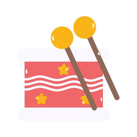merry christmas drum and drumsticks decoration iconのイラスト素材