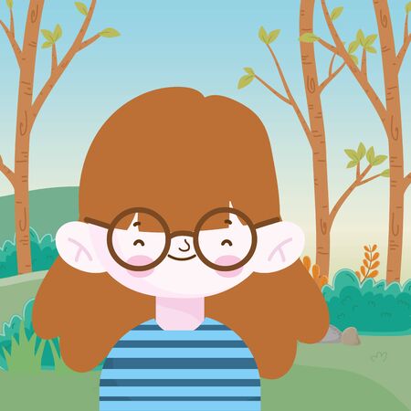 smiling little girl in the park nature outdoorsのイラスト素材