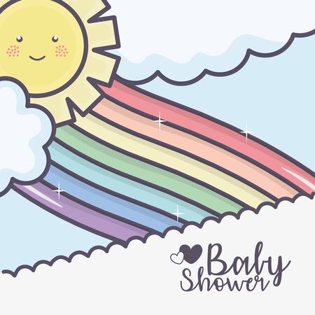 baby shower rainbow sun cloudsのイラスト素材
