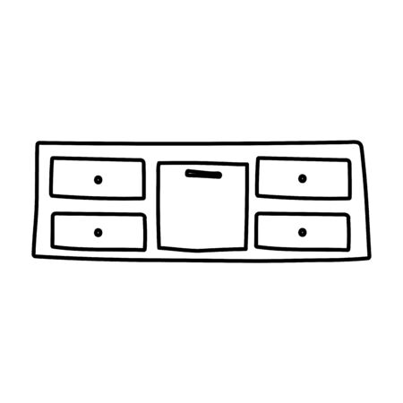 wooden furniture cabinets interior object thick lineのイラスト素材