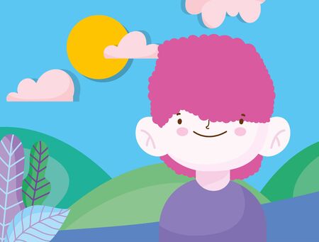 smiling cute little boy in the park sceneのイラスト素材