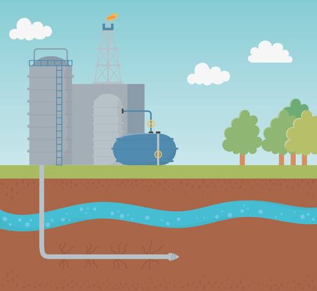 tanks gas process exploration frackingのイラスト素材